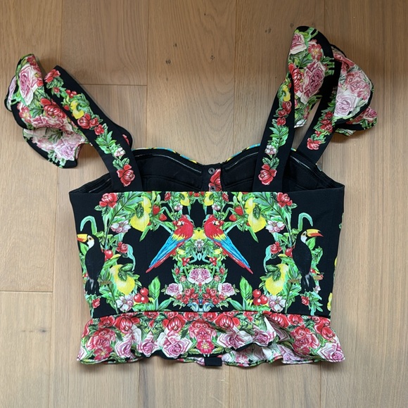Camilla Multicolor Floral bustier top with shoulder frill - Picture 9 of 9